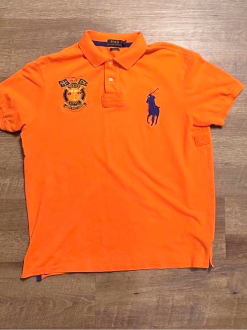 Polo by Ralph Lauren Men's Orange Embroidered Polo Shirt